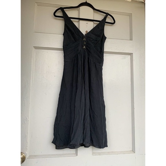 Express Black Silk Ruffled Deep‎ V Neck Cut Sleeveless Dress Size 2 Jeweled Y2k - Picture 2 of 5